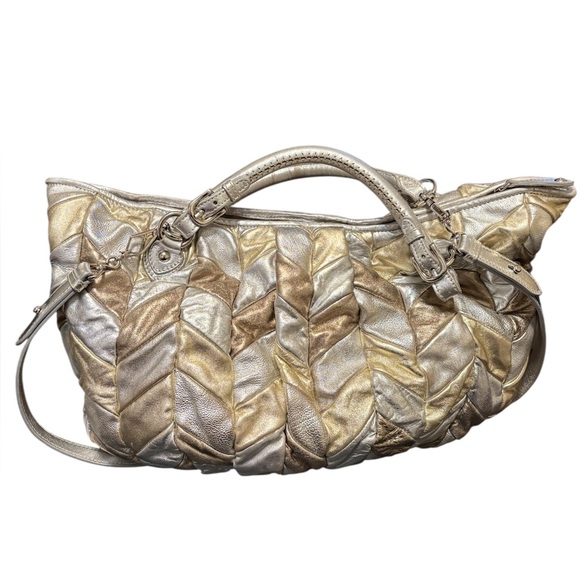 Miu Miu silver/gold metallic patchwork leather tote bag - Picture 5 of 14